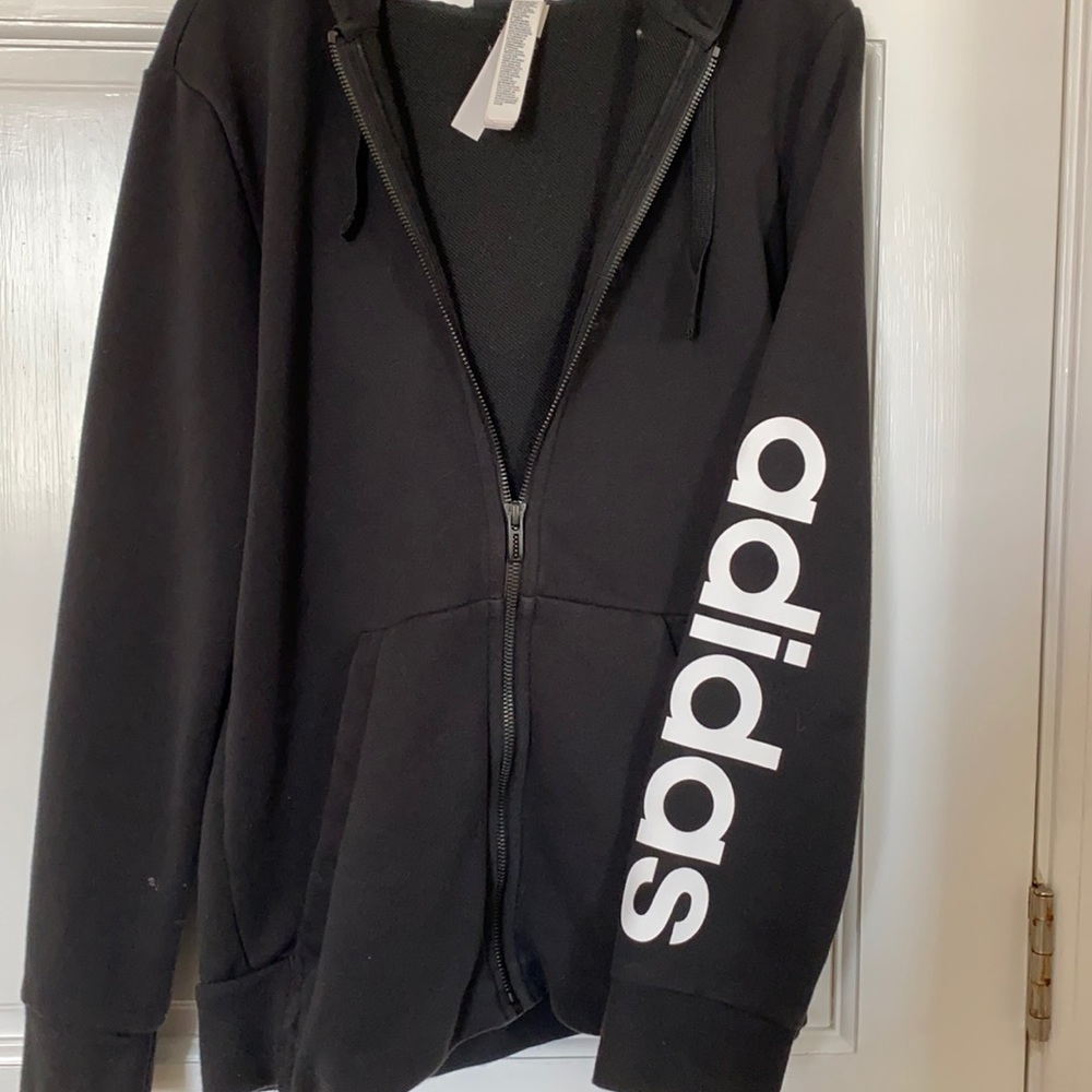 Adidas zip up and leggings (small) black